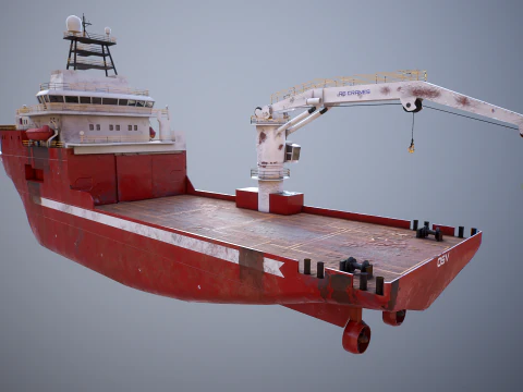 Offshore Support Vessel Rusted 3D Model