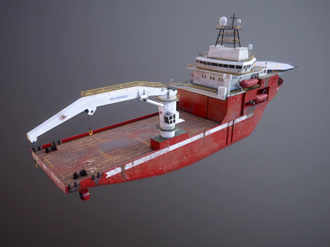 Offshore Support Vessel Rusted 3D Model