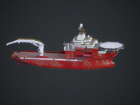 Offshore Support Vessel Rusted 3D Model