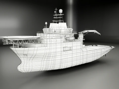 Offshore Support Vessel Rusted 3D Model