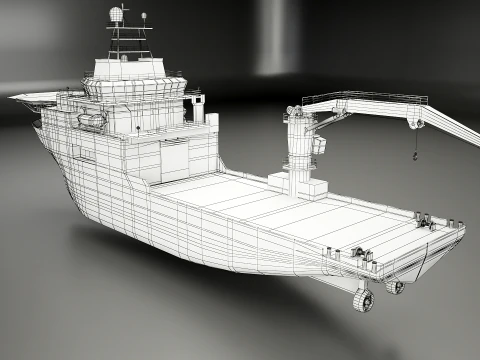 Offshore Support Vessel Rusted 3D Model