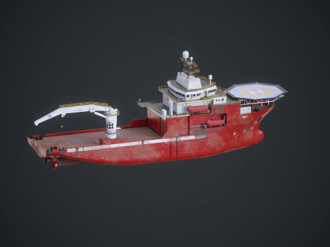 Offshore Support Vessel Rusted 3D Model