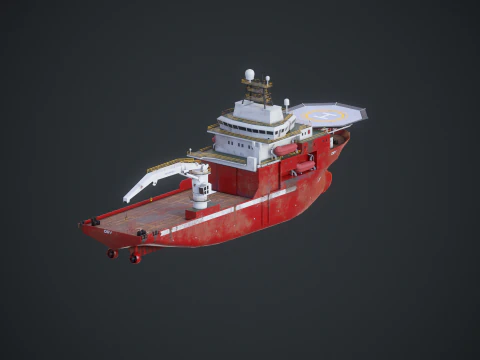 Offshore Support Vessel Rusted 3D Model
