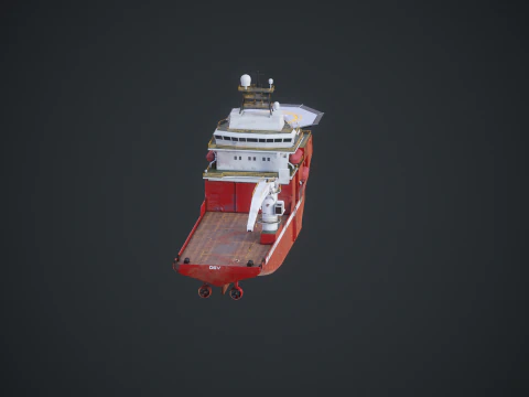 Offshore Support Vessel Rusted 3D Model