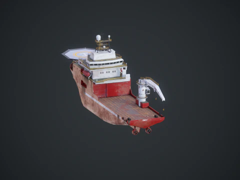 Offshore Support Vessel Rusted 3D Model