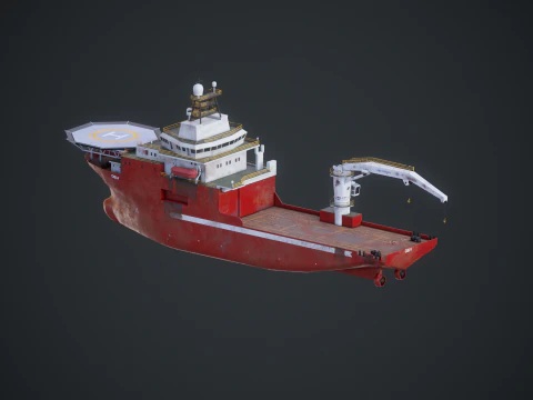 Offshore Support Vessel Rusted 3D Model