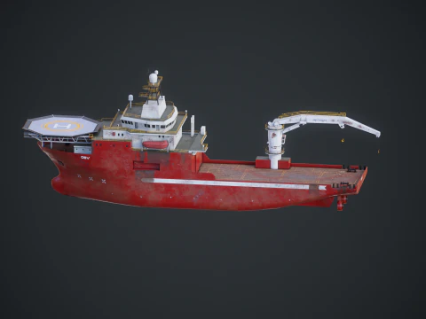 Offshore Support Vessel Rusted 3D Model