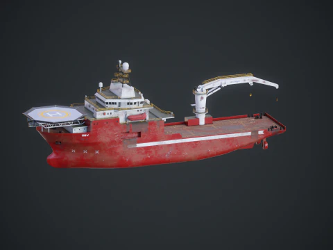 Offshore Support Vessel Rusted 3D Model