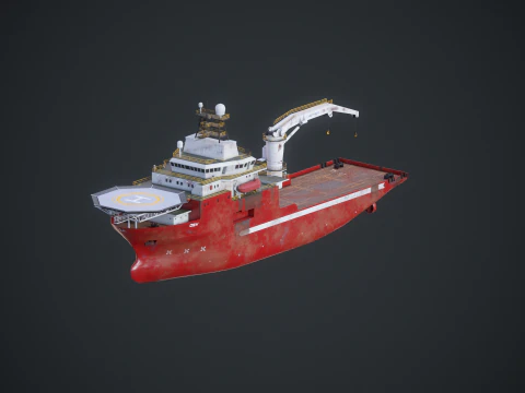 Offshore Support Vessel Rusted 3D Model