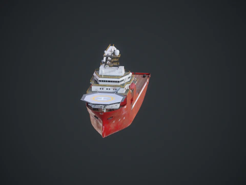 Offshore Support Vessel Rusted 3D Model