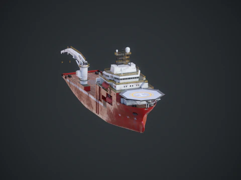 Offshore Support Vessel Rusted 3D Model