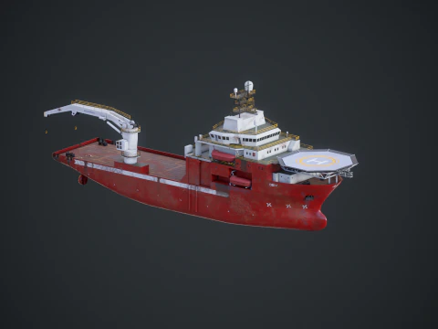 Offshore Support Vessel Rusted 3D Model