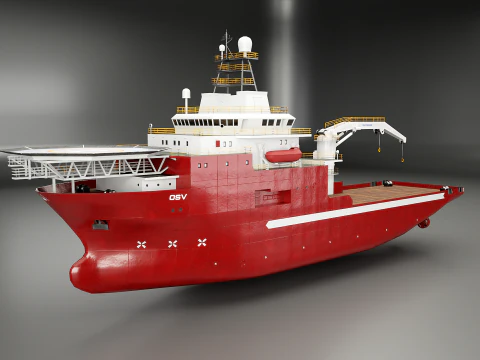 Offshore Support Vessel and Tidal Power Turbine 3D Model
