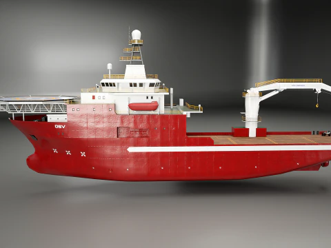 Offshore Support Vessel and Tidal Power Turbine 3D Model
