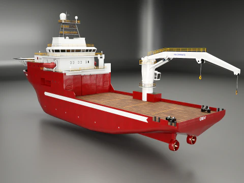 Offshore Support Vessel and Tidal Power Turbine 3D Model