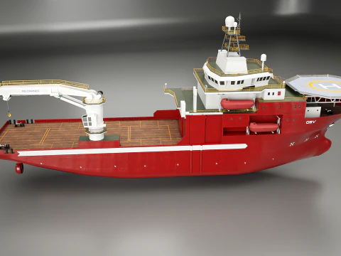 Offshore Support Vessel and Tidal Power Turbine 3D Model