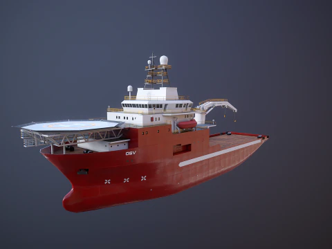 Offshore Support Vessel and Tidal Power Turbine 3D Model