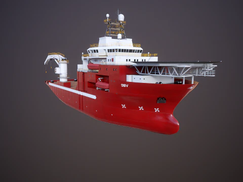 Offshore Support Vessel and Tidal Power Turbine 3D Model