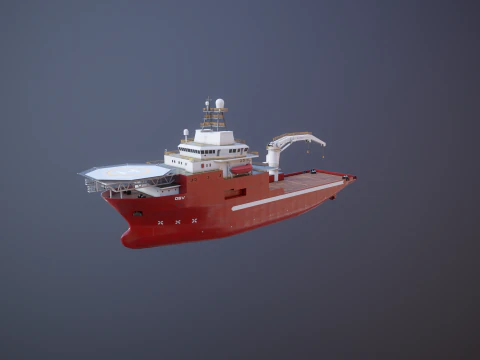 Offshore Support Vessel and Tidal Power Turbine 3D Model