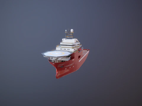 Offshore Support Vessel and Tidal Power Turbine 3D Model