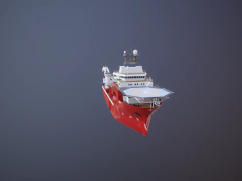 Offshore Support Vessel and Tidal Power Turbine 3D Model