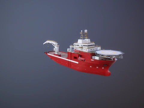Offshore Support Vessel and Tidal Power Turbine 3D Model