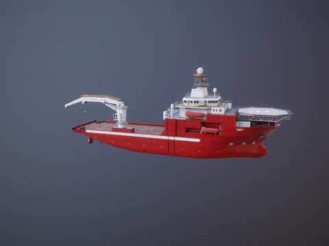 Offshore Support Vessel and Tidal Power Turbine 3D Model