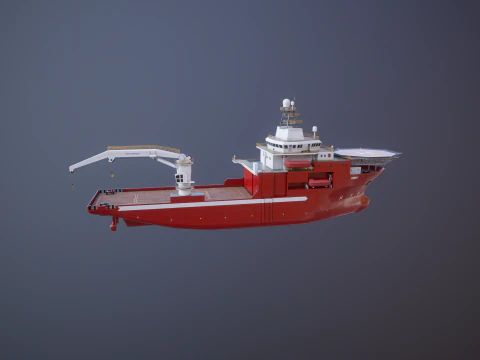 Offshore Support Vessel and Tidal Power Turbine 3D Model