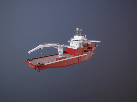 Offshore Support Vessel and Tidal Power Turbine 3D Model