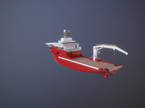 Offshore Support Vessel and Tidal Power Turbine 3D Model