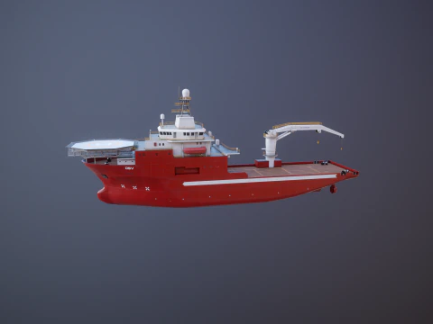 Offshore Support Vessel and Tidal Power Turbine 3D Model