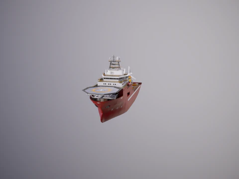 Offshore Support Vessel and Tidal Power Turbine 3D Model