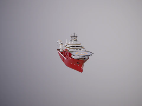 Offshore Support Vessel and Tidal Power Turbine 3D Model