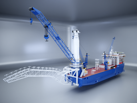 Pipelayer Crane Ship 3D Model
