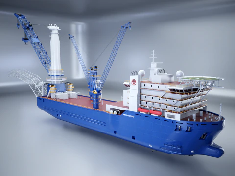 Navio guindaste assentador de tubos Modelo 3D