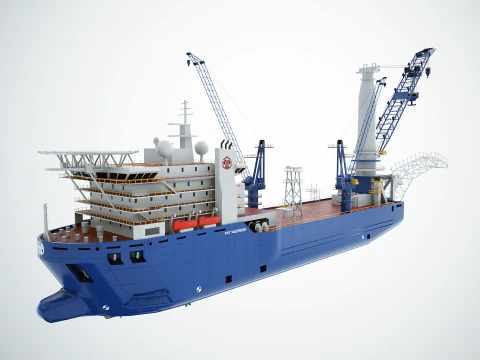 Navio guindaste assentador de tubos Modelo 3D