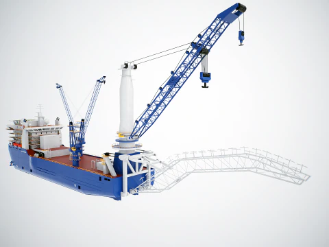 Navio guindaste assentador de tubos Modelo 3D