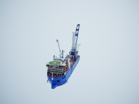 Pipelayer Crane Ship 3D Model