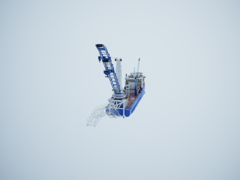 Pipelayer Crane Ship 3D Model