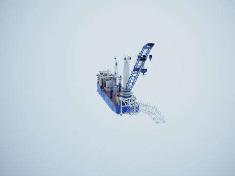 Pipelayer Crane Ship 3D Model