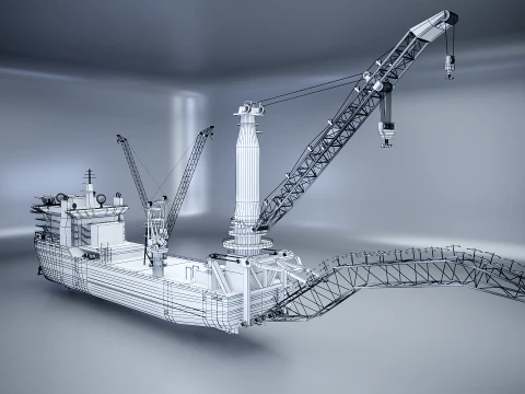Navio guindaste assentador de tubos Modelo 3D