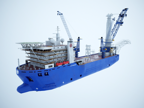 Судно-трубоукладчик б/у и заржавело 3D Модель