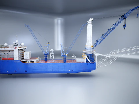 Pijpenlegger kraanschip gebruikt en verroest 3D Model