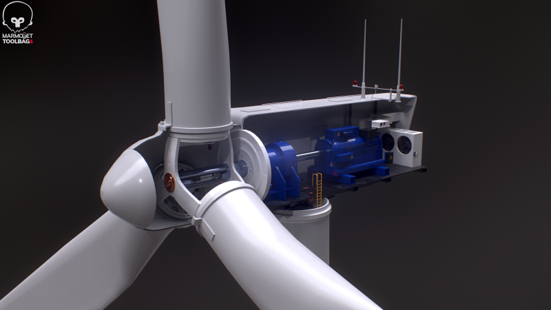 Spaccato della turbina eolica offshore Modello 3D .c4d .max .obj .3ds .fbx .stl .blend 