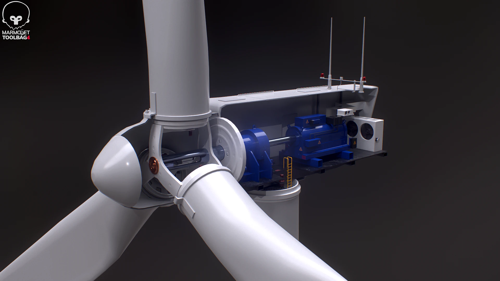 Offshore Wind Turbine Cutaway 3D Model .c4d .max .obj .3ds .fbx .stl .blend 