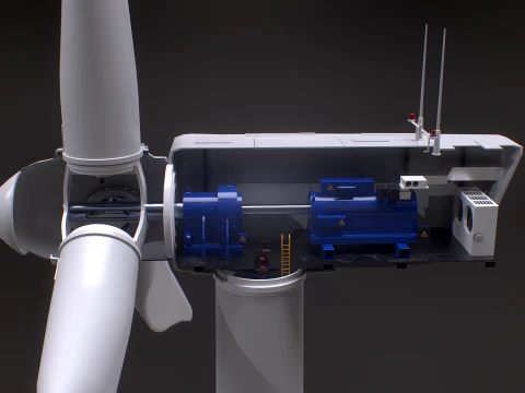 Offshore Wind Turbine Cutaway 3D Model