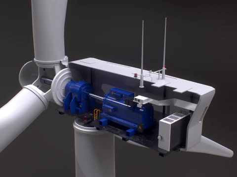 Offshore Wind Turbine Cutaway 3D Model