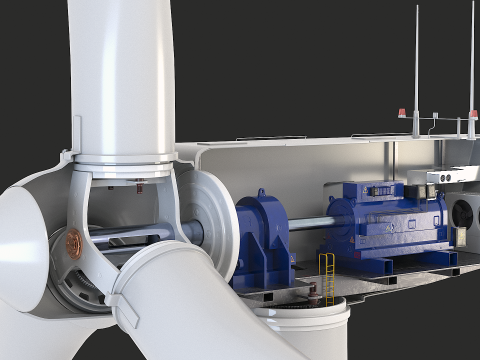 Spaccato della turbina eolica offshore Modello 3D