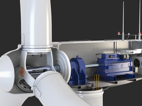 Offshore Wind Turbine Cutaway 3D Model