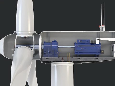 Offshore Wind Turbine Cutaway 3D Model